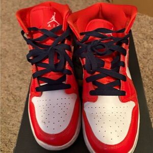 Jordan Kids Red and White Sneakers